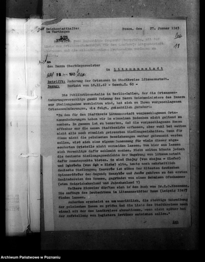 Obraz 15 z jednostki "Ortsnamenänderung - Litzmannstadt - Stadt (miasto Łódź)"