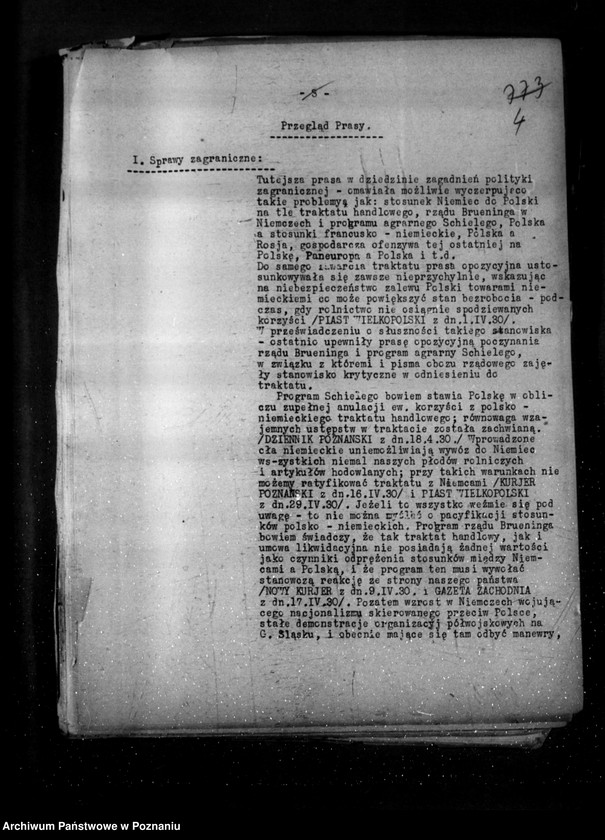 Obraz 8 z jednostki "Sprawozdania sytuacyjne miesięczne z życia społeczno-politycznego za miesiące kwiecień, maj, czerwiec 1930 r."