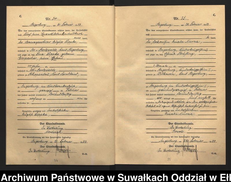 image.from.unit.number "C2. Sterbe - Register (Neben - Register) Standesamt Angerburg Ostpr. einschl. der Standesamtsbezirk Gross Strengeln, Kehlen und Prinowen"