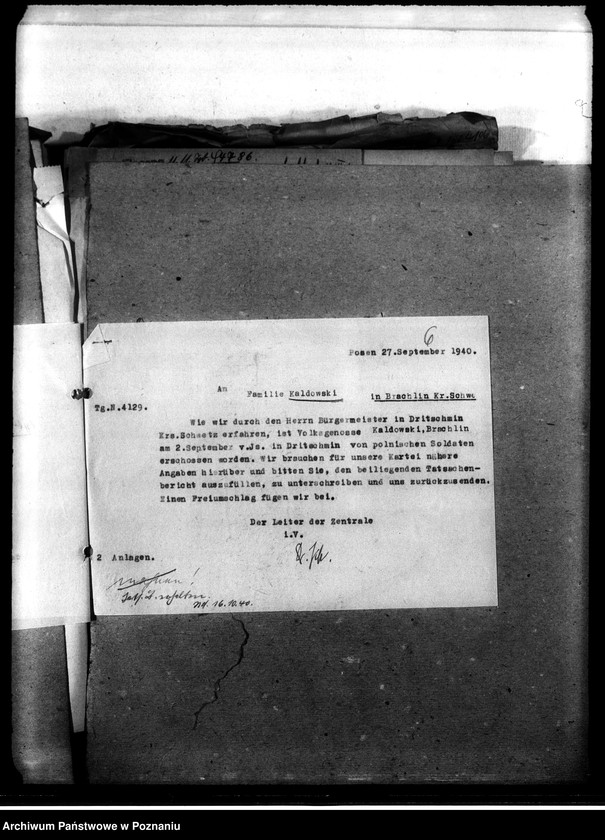 Obraz 10 z jednostki "Korespondencja w sprawie miejscowych Niemców, którzy zginęli w 1939 roku K - Z"