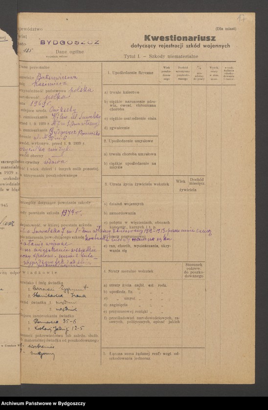 image.from.unit.number "Kwestionariusz dotyczący rejestracji szkód wojennych, nr 181-240"