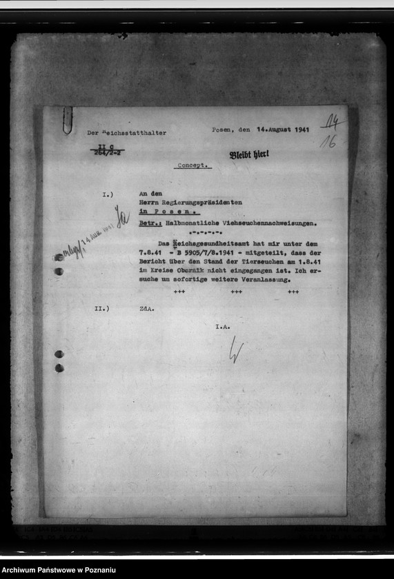 Obraz 20 z jednostki "Anzeigeflichtige Seuchen. Bekämpfung der Tollwut, Maul- und Klauenseuche"