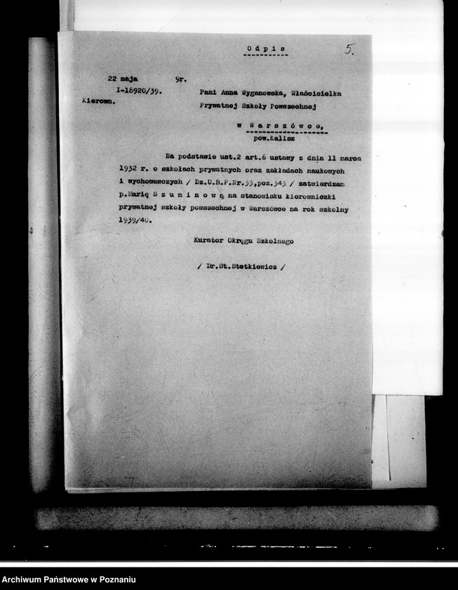 Obraz 9 z jednostki "Prywatna Szkoła Powszechna A. Wyganowskiej w Warszówce powiat Kalisz"