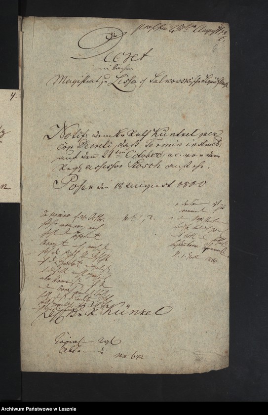 Obraz 9 z jednostki "[Akta manualia des Kriminalrats Künzel als Mandatarii des Magistrats zu Lissa in Liguidationssachen contra die Fürstl. von Sułkowski