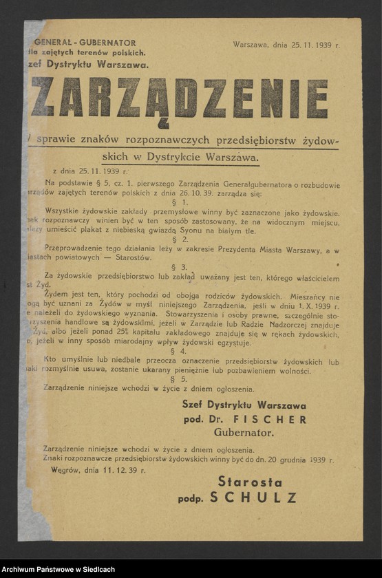 Obraz 5 z kolekcji "Afisze okupacyjne powiatu sokołowskiego 1939-1944.111"
