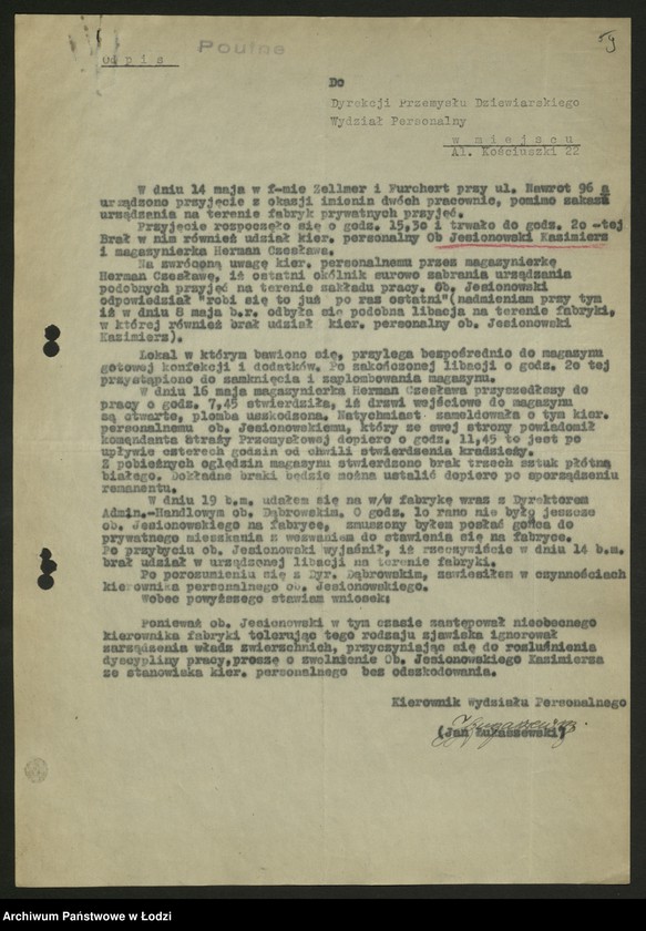 Obraz 10 z jednostki "Sprawozdania personalne w rozbiciu na branże przemysłowe [nadesłane przez centralne zarządy, zjednoczenia i fabryki] t.2"