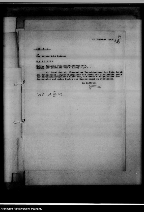 Obraz 18 z jednostki "Judenregister [powiat ostrowski]"