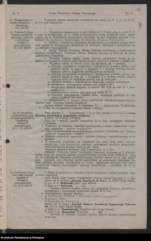 Obraz 18 z jednostki "/Rozkazy Dowództwa Okręgu Generalnego w Poznaniu/, nr 1-6."