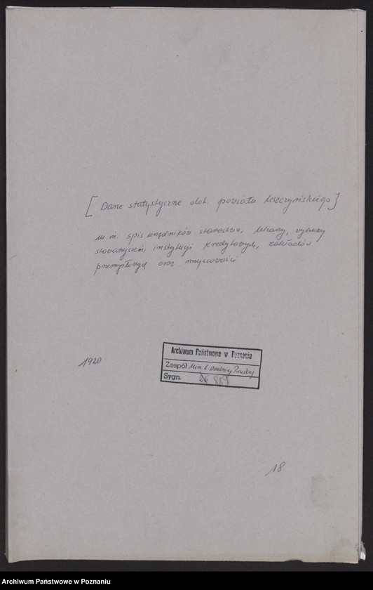 Obraz 2 z jednostki "[Dane statystyczne dotyczące powiatu leszczyńskiego] m.in. spis urzędników starostwa, lekarzy, wykazy stowarzyszeń, instytucji kredytowych, zakładów przemysłowych oraz miejscowości"