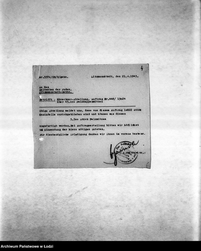 Obraz 7 z jednostki "Arbeitsressort K. [Niemieckie zamówienia do resortów pracy, produkcja, zapotrzebowanie materiałów dla produkcji]"