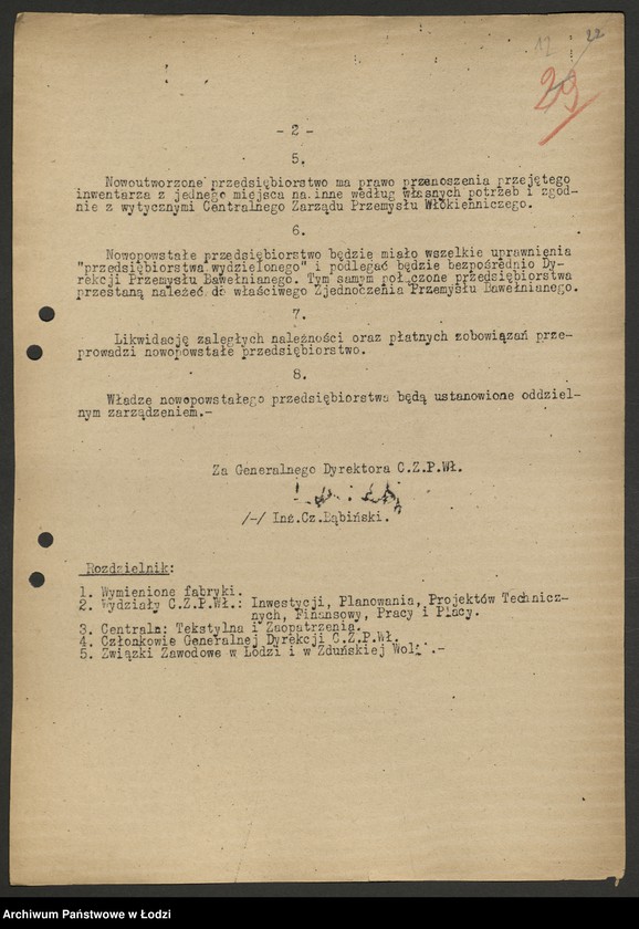 Obraz 13 z jednostki "Zarządzenia Generalnego Dyrektora Centralnego Zarządu Przemysłu Włókienniczego"