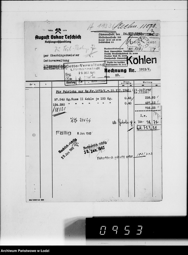 Obraz 7 z jednostki "T. [rachunki za dostawy towarów dla Getta]"