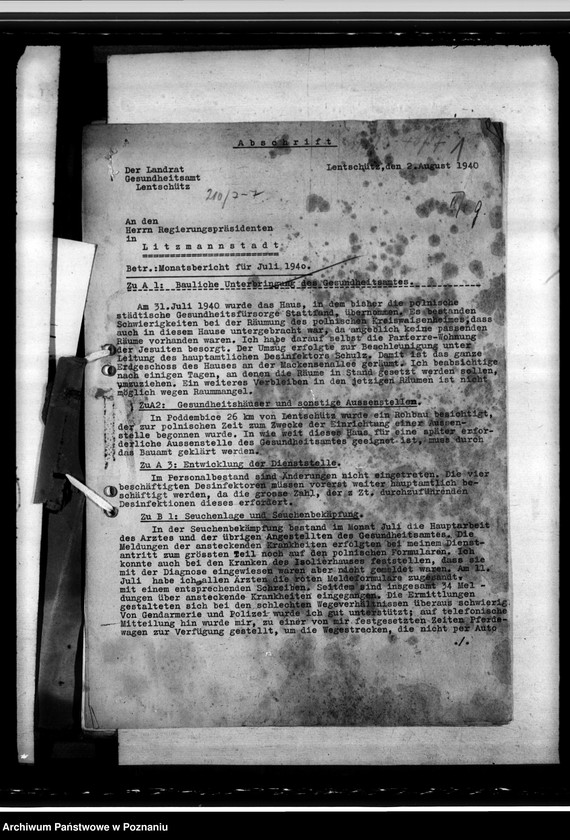 Obraz 5 z jednostki "Stand des Gesundheitswesens im Kreise Lentschütz (Łęczyca)"