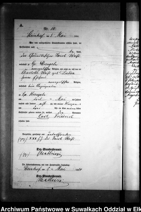 image.from.unit.number "Geburts-Neben-Register des Preussischen Standes-Amtes Gr. Strengeln Kreis Angerburg"