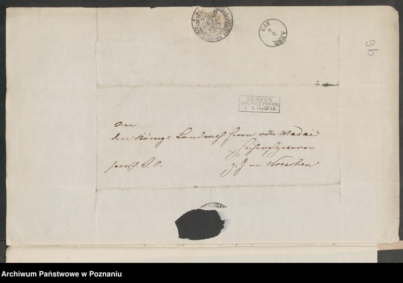 Obraz 15 z jednostki "Acta generalia des Oberpäsidialkommissars Landrat von Madai zu Kosten betreffend die Verfolgung der polnisch-revolutionären Umtriebe im Kreise Schildberg /Ostrzeszów/."