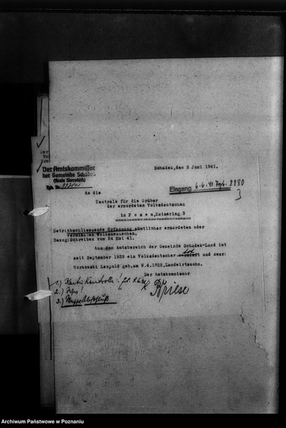 Obraz 7 z jednostki "Kreis Sieradz. Korespondencja w sprawie miejscowych Niemców, którzy zginęli w 1939 roku"