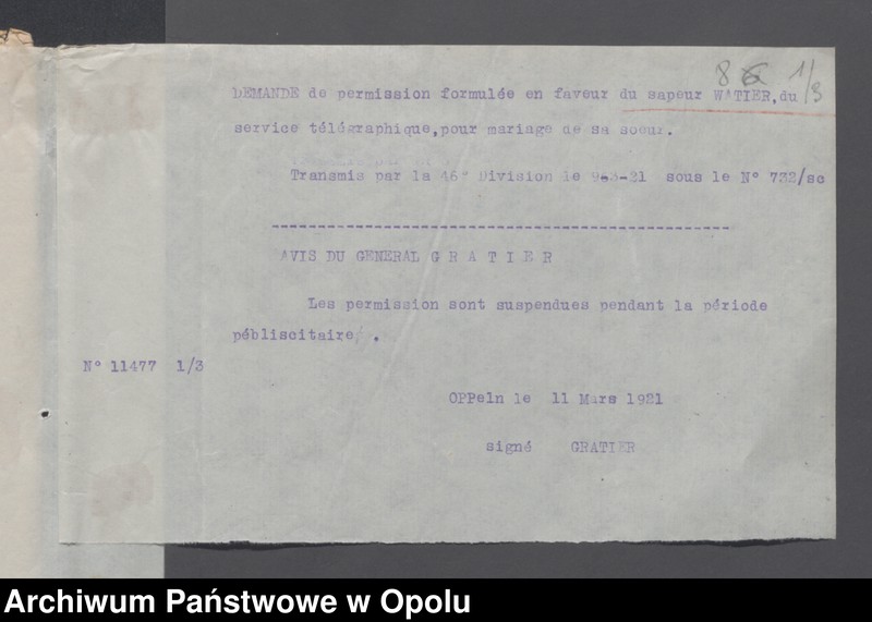 Obraz 10 z jednostki "Discipline-Recompenses-Decorations-Distractions-Punitions-Tenue generale /Korespondencja dotycząca dyscypliny, odznaczeń, pochwał, pracy oświatowej/"