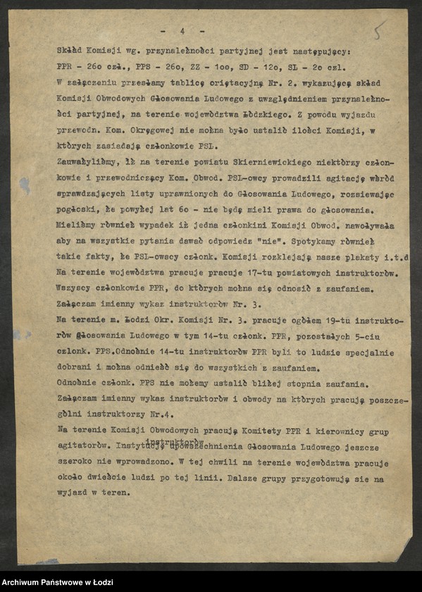 Obraz 6 z jednostki "Referendum Ludowe - sprawozdania [, raporty i wykazy] aktywu wojewódzkiego PPR [oddelegowanego do organizacji powiatowych]"