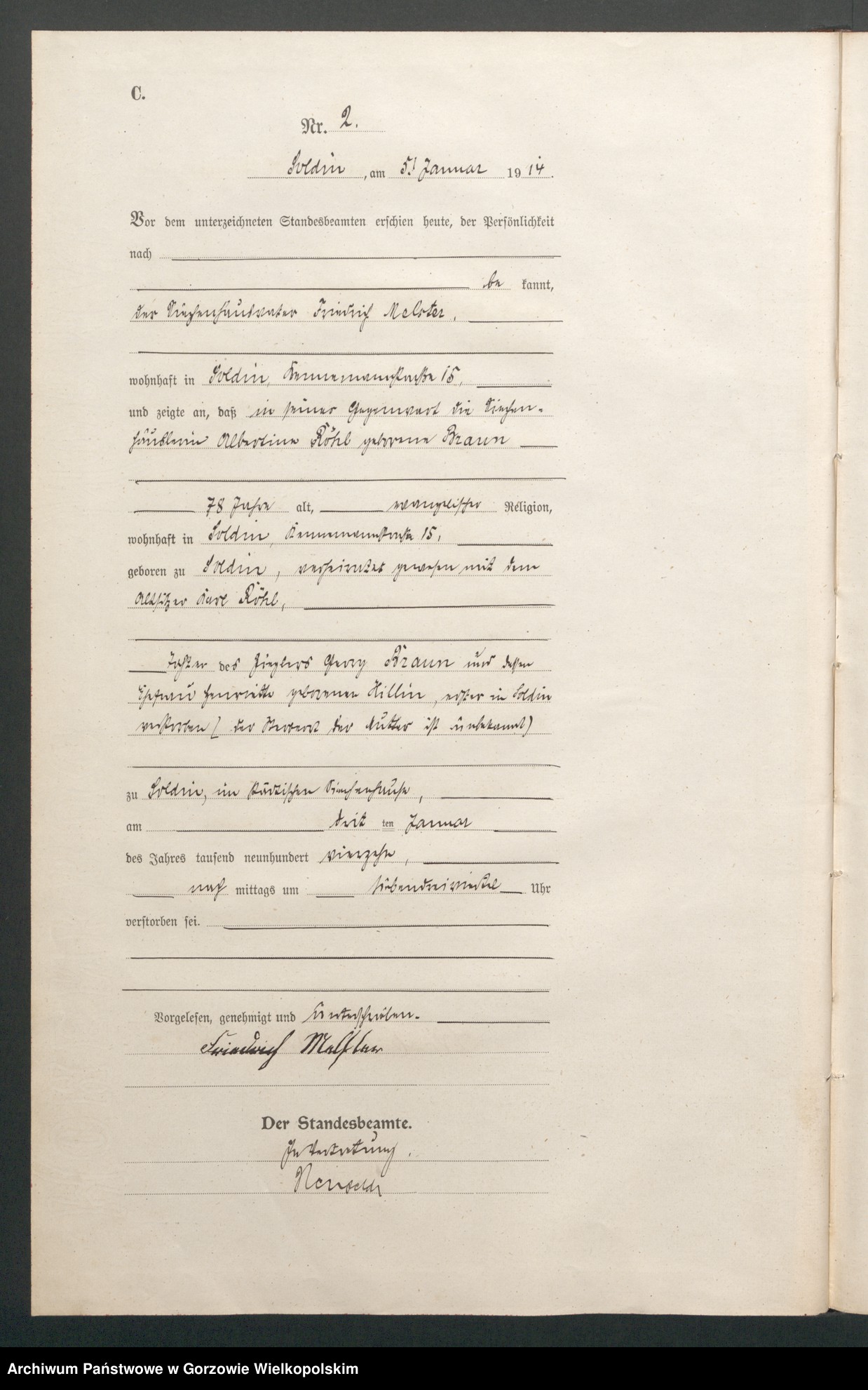 Skan z jednostki: Sterbe Register