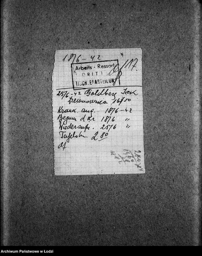 Obraz 20 z jednostki "Tischler-Abteilung [Zasiłki chorobowe dla pracowników wydziału, listy pracowników, zaświadczenia lekarskie]"