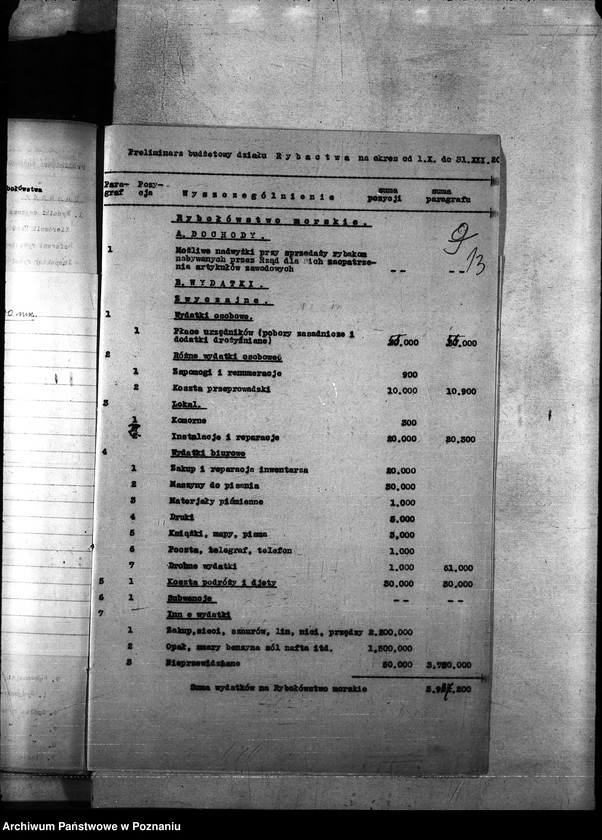Obraz 20 z jednostki "Budżet - rybołówstwo rok 1921"