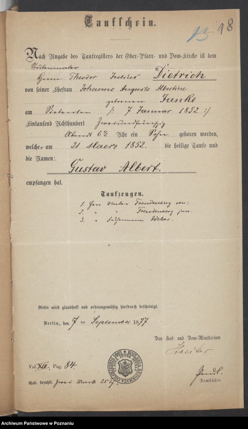 Obraz 20 z jednostki "Die von den Verlobten zum Aufgebot beigebrachten Urkunden pro 1877"