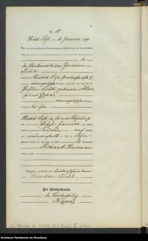 image.from.unit.number "Księga urodzeń Leśnica (Deutsch Lissa) 1909"