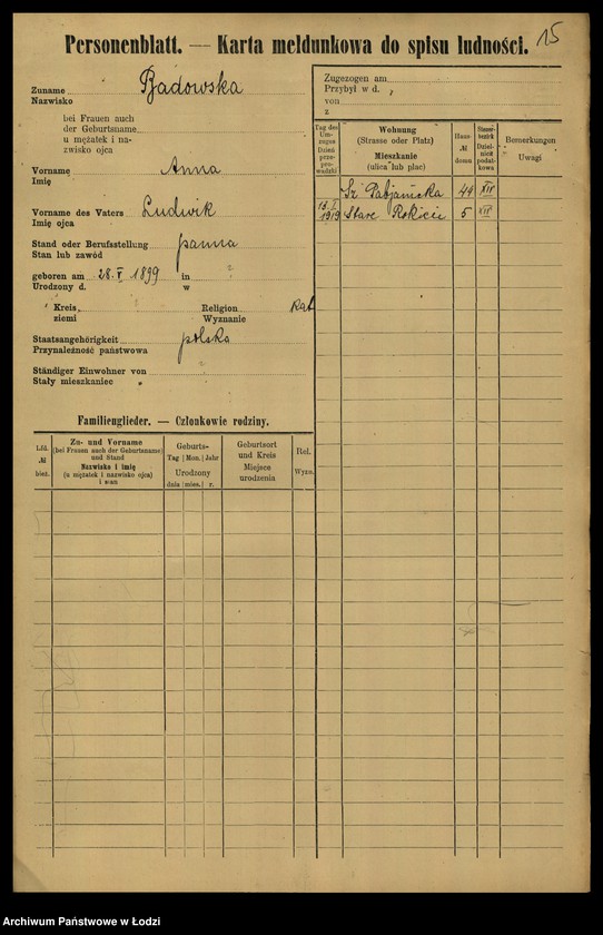 Obraz 17 z jednostki "[Spis ludności Łodzi] Bader - Beierlein"