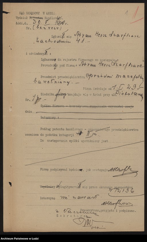 Obraz 3 z jednostki "Abram Hersz Szarfharc- sprzedaż manufaktury bawełnianej"