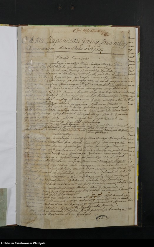 Obraz z jednostki "Akta Zapowiedzi Gminy Janowskiey w Departamencie Płockim Powiecie Przasnyskim spisane 1810/11"