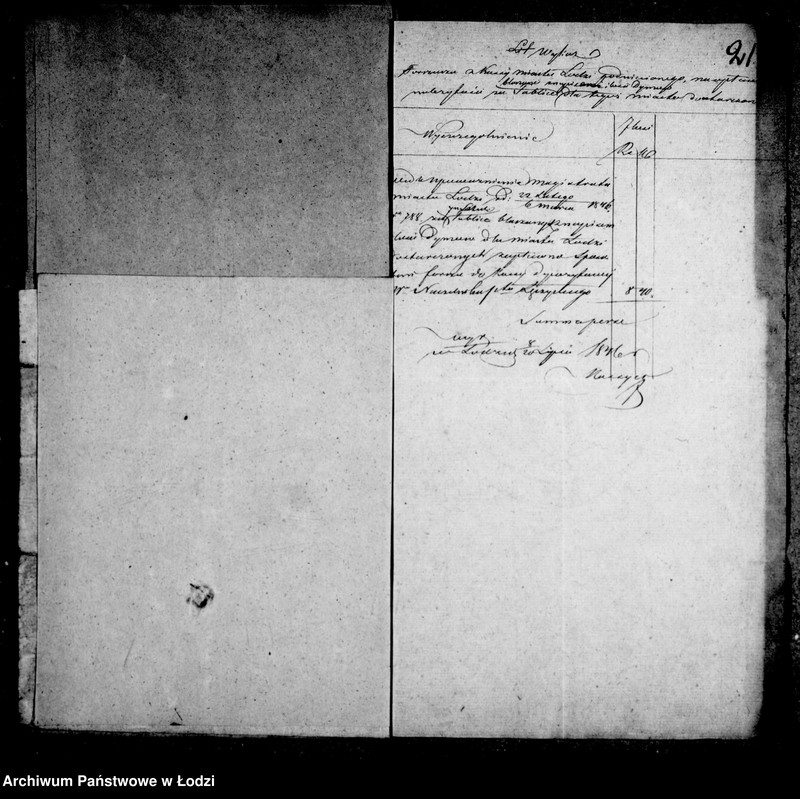 Obraz 18 z jednostki "Akta tyczące się poczynionych forszusów z kasy miasta Łodzi od roku 1846 po koniec roku"