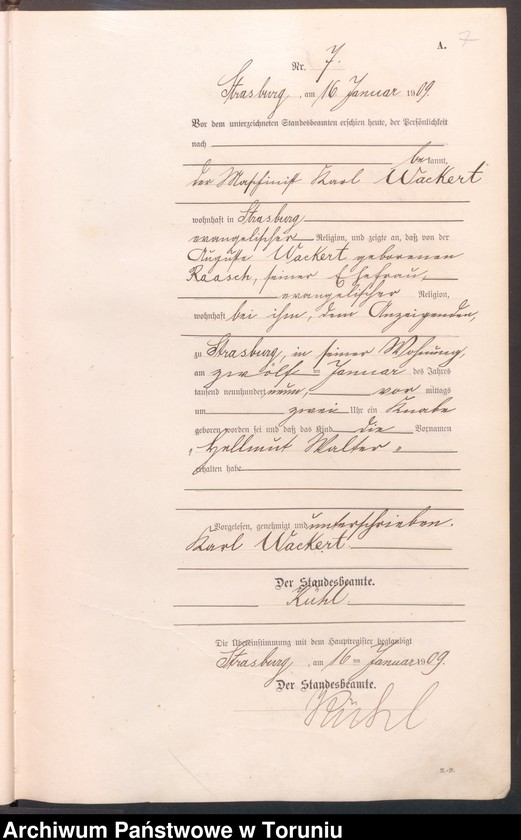 image.from.unit.number "Geburts Neben Register Starburg Stadt für das Jahr 1909"