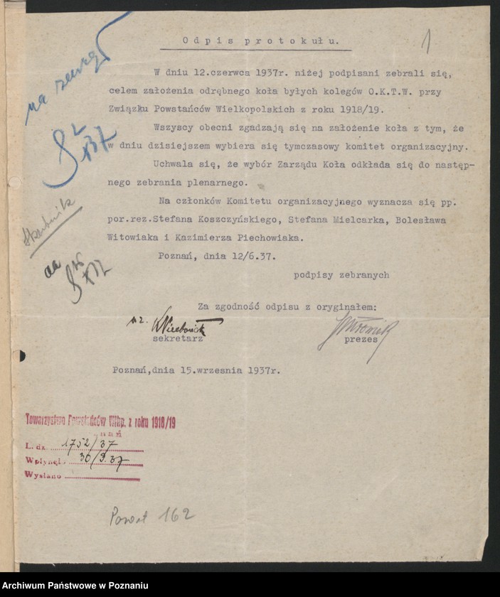 Obraz 4 z jednostki "Koło Obwodowej Komendy Transportu Wojskowego - Poznań korespondencja [Obwodowa Komenda Transportów Wojskowych]"