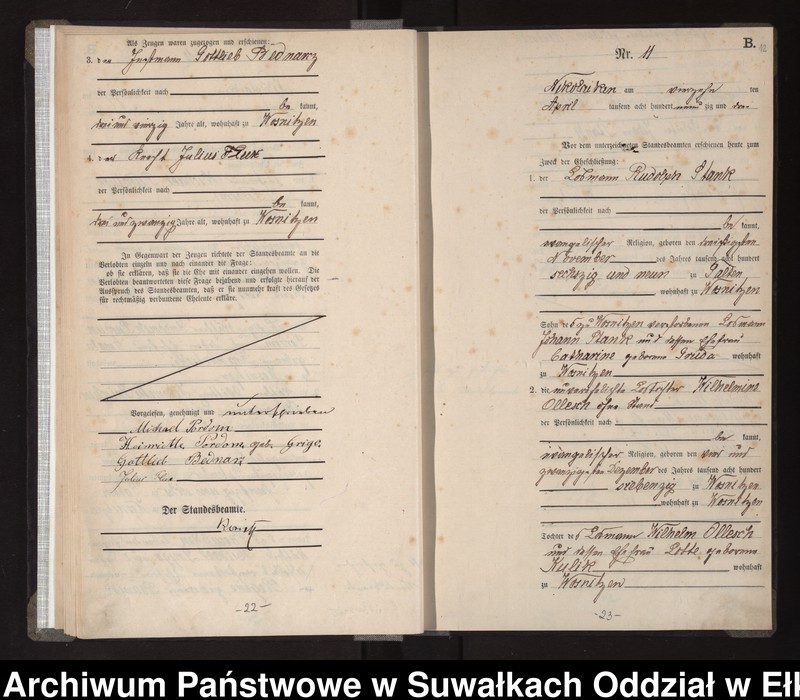 image.from.unit.number "Heiraths-Haupt-Register des Königlichen Preussischen Standes-Amtes Nikolaiken Kreis Sensburg"