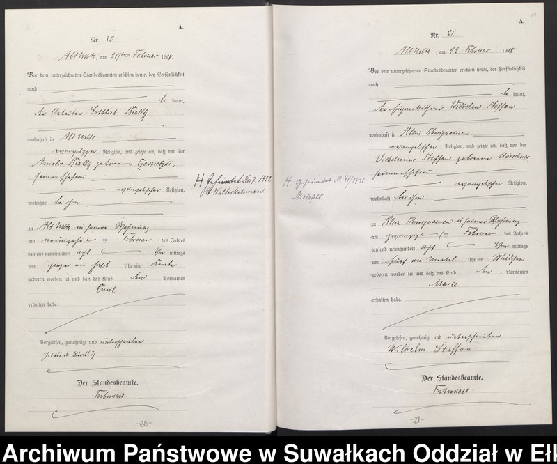 image.from.unit.number "[Geburts-Haupt-Register des Königlichen Preussischen Standes-Amtes Ukta Kreis Sensburg]"