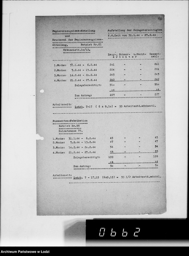 Obraz 20 z jednostki "Statistik [zatrudnienie i produkcja w Getcie według resortów i wydziałów, wykazy dostaw artykułów żywnościowych]"