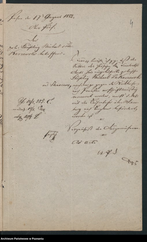 Obraz 8 z jednostki "A. betr. den polnischen Flüchtling Michael von Zakrzewski"