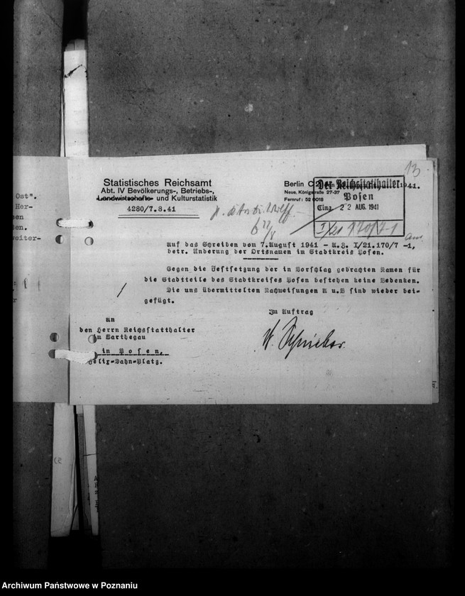 Obraz 17 z jednostki "Ortsnamenänderung - Posen- Stadt (miasto Poznań)"