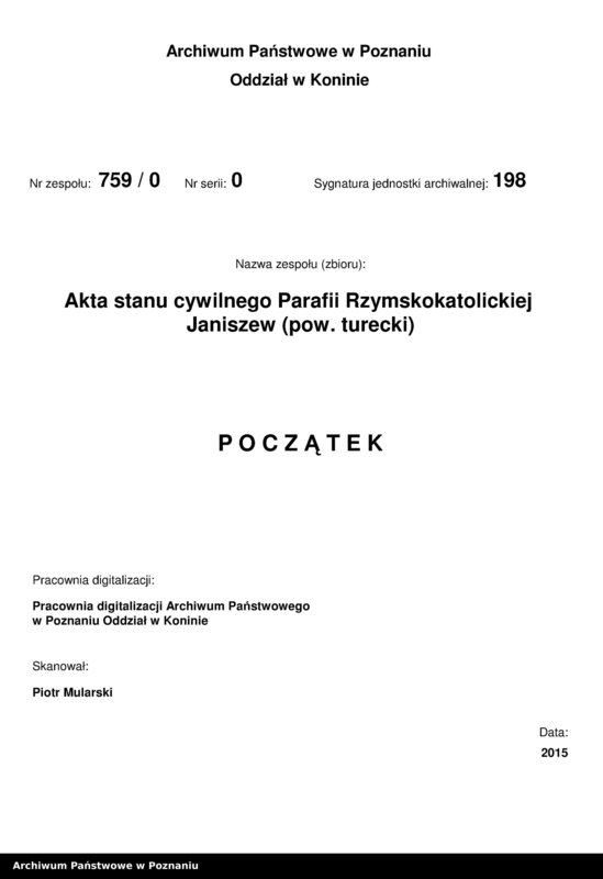 Obraz 3 z jednostki "Księga akt urodzeń, małżeństw, zgonów Parafii Rzymsko-Katolickiej w Janiszewie [za] 1911 rok"