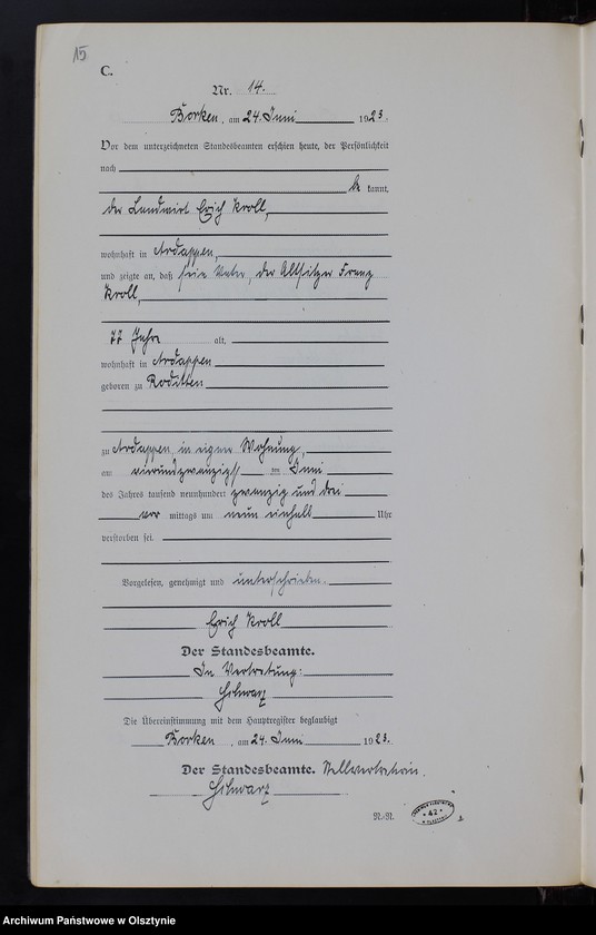 image.from.unit.number "Sterbe-Neben-Register Nr 1 - 19 [ Księga zgonów - wtóropis ]"