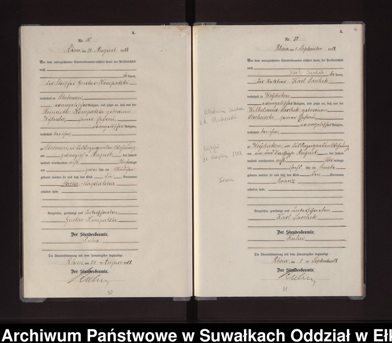 image.from.unit.number "Geburts-Neben-Register des Königlichen Preussischen Standes-Amtes Gneist Kreis Lötzen"