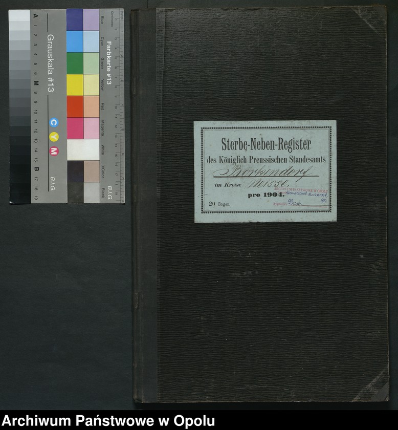 Obraz 3 z jednostki "Sterbe-Neben-Register des Standesamts Borkendorf pro 1904"