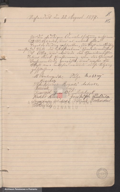 Obraz 19 z jednostki "[Protokoły walnych i zwyczajnych posiedzeń cechu kowalskiego w Pleszewie]"