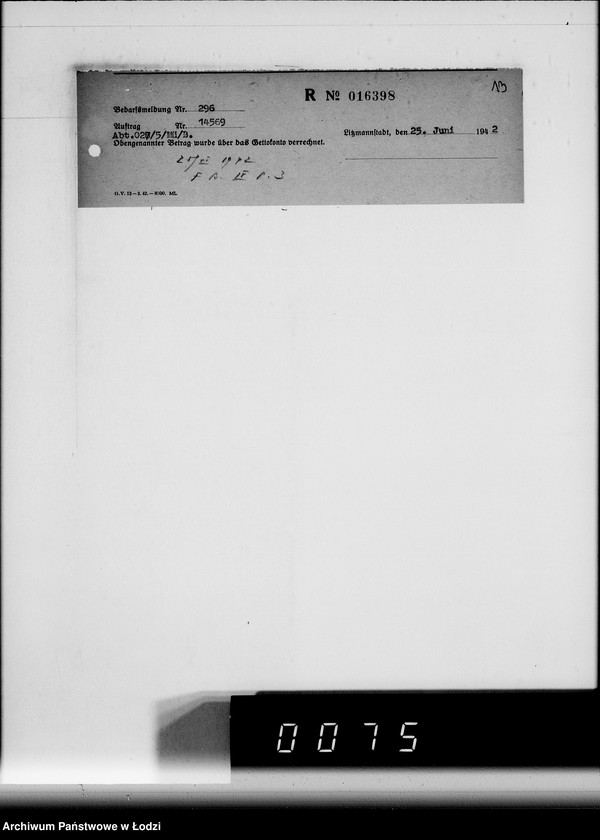 Obraz 17 z jednostki "Aufträge, Lieferscheinen und Rechnungen 14501-14570. [Zlecenia na produkty dla Getta. Rachunki, kwity przewozowe, korespondencja]"