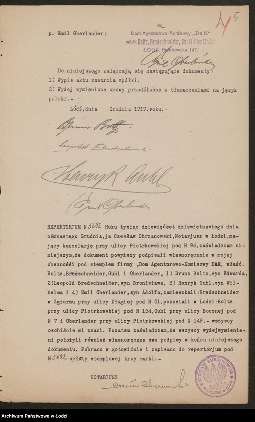 Obraz 7 z jednostki "Dom agenturowo-komisowy "Dak" właściciel Boltz Bredschneider"