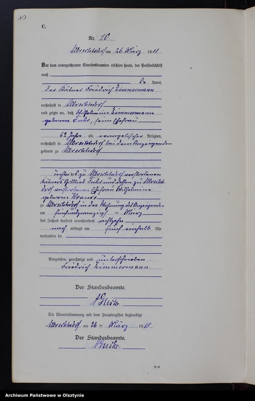 Obraz 12 z jednostki "Sterbe-Neben-Register Nr 1 - 32 [ Księga zgonów - wtóropis ]"