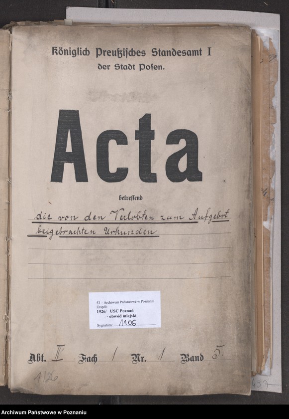 Obraz 2 z jednostki "Die von den Verlobten zum Aufgebot beigebrachten Urkunden pro 1877"