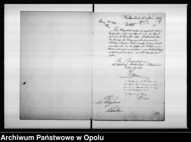 Obraz 14 z jednostki "Acta des Magistrats zu Oppeln betreffend Verbreiterung des sogen[annten] Wasserwegs von der Kräuterei bis zum Vogtsdorf Halbendorfer Kreise Vol: I"