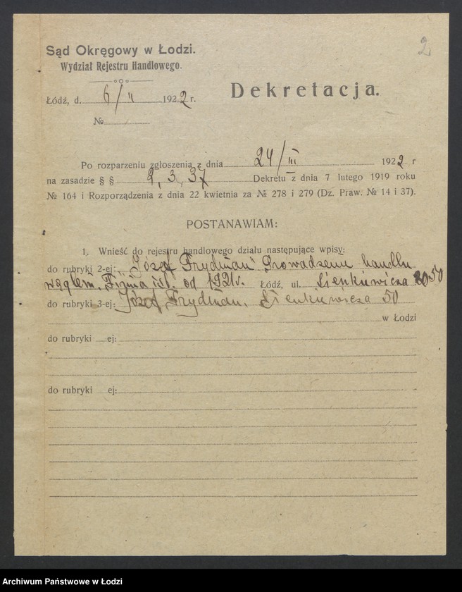 Obraz 4 z jednostki "Józef Frydman - prowadzenie handlu węglem"