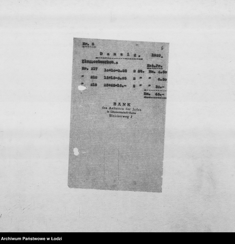Obraz 9 z jednostki "Banken [Korespondencja PSŻ z GV i bankami niemieckimi w sprawie przekazów pieniężnych dla wsiedlonych do getta Żydów z Rzeszy]"